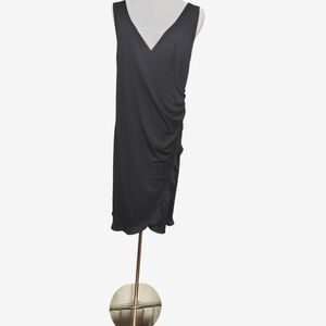 Motherhood Black Asymmetrical Wrap Midi Dress